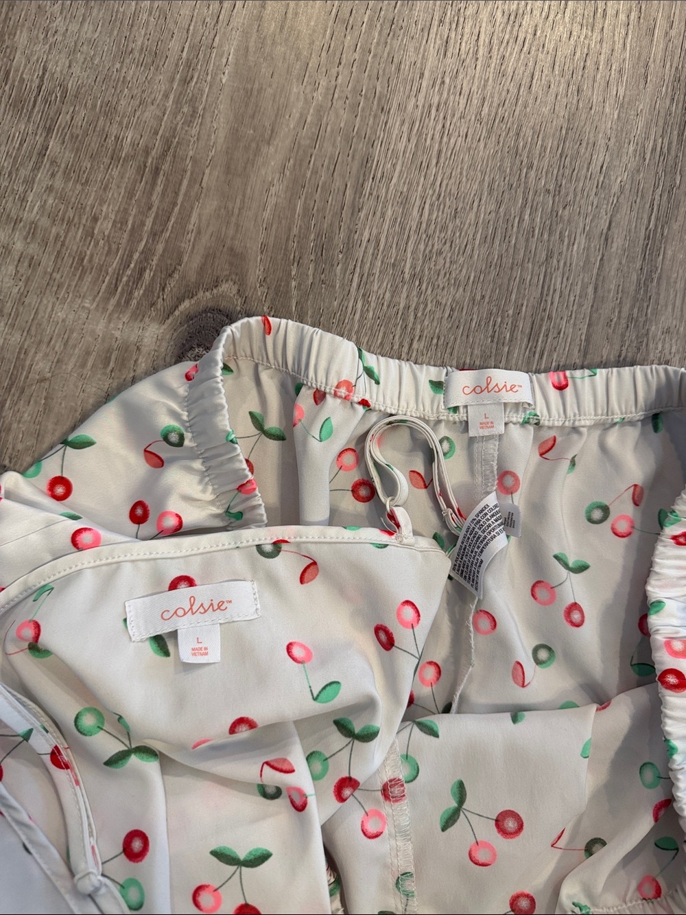 Colsie White Cherry Print Cami & Lounge Shorts Set - Picture 2 of 2